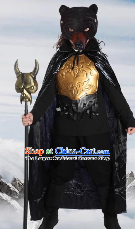 China TV Series Journey to the West Black Bear Monster Clothing Halloween Cosplay Demon Goblin Costume