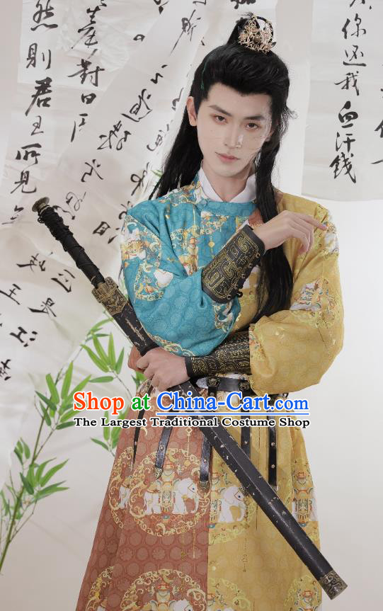 China Tang Dynasty Male Robes Traditional Hanfu Ancient Swordsman Costumes