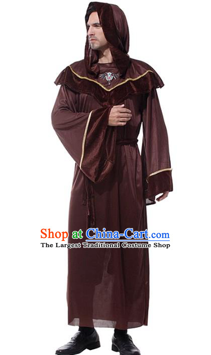 Top Halloween Evil Agent Costume Cosplay Demon Brown Robe Fancy Ball Death Ghost Clothing