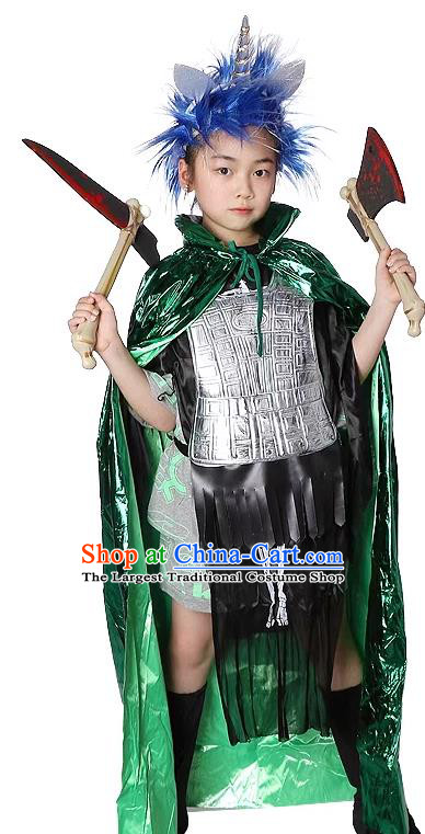 Children Halloween Costume Cosplay Little Monster Green Cape Outfit Fancy Ball Journey to the West Goblin Clothing