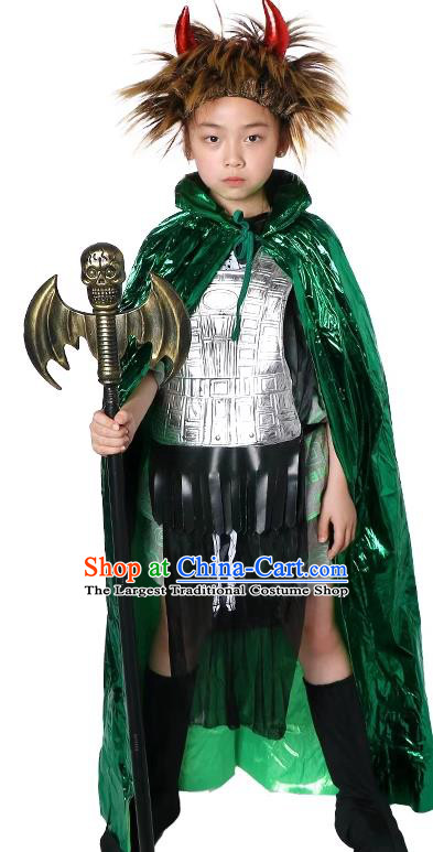 Cosplay Little Monster Green Cape Outfit Journey to the West Goblin Clothing Top Children Halloween Fancy Ball Costume