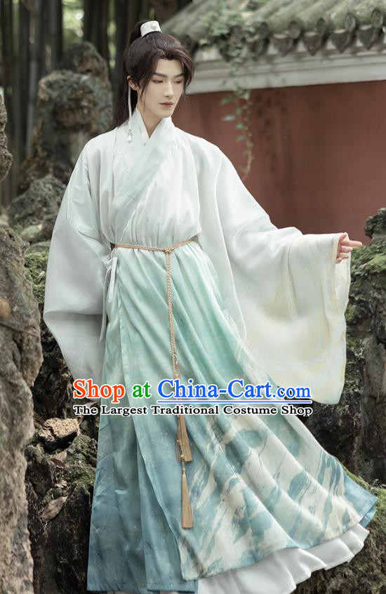 China Traditional Hanfu Robes Ancient Young Childe Costumes Ming Dynasty Swordsman Clothing
