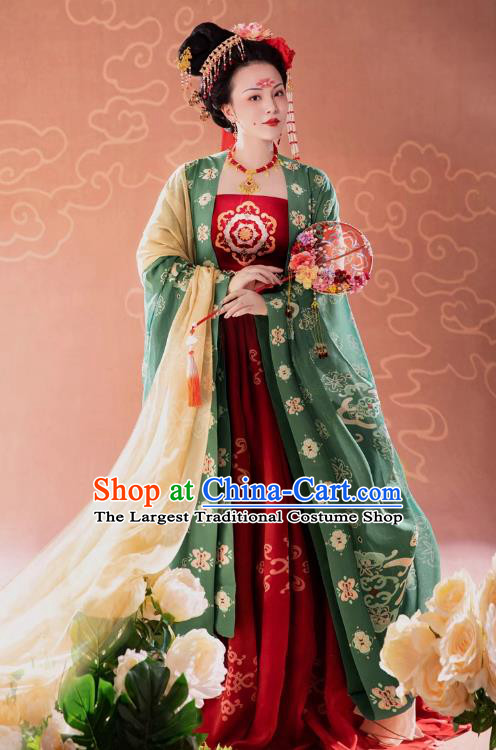 China Tang Dynasty Imperial Concubine Yang Clothing Traditional Hanfu Hezi Qun Ancient Court Woman Costumes