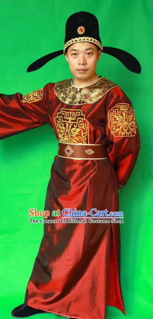 China Tang Dynasty Official Costume Ancient Swordsman Clothing Amazing Detective Di Renjie Wine Red Robe