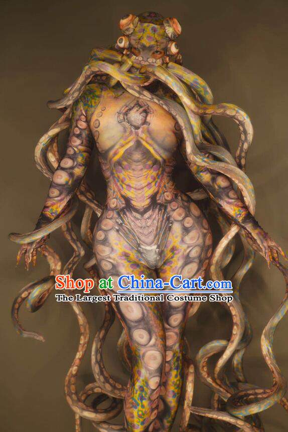 Female Cosplay Octopus Bugbear Costume Halloween Fancy Ball Demon Monster Fashion