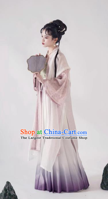 China Traditional Hanfu Dresses Ancient Young Woman Costumes Song Dynasty Historical Clothing