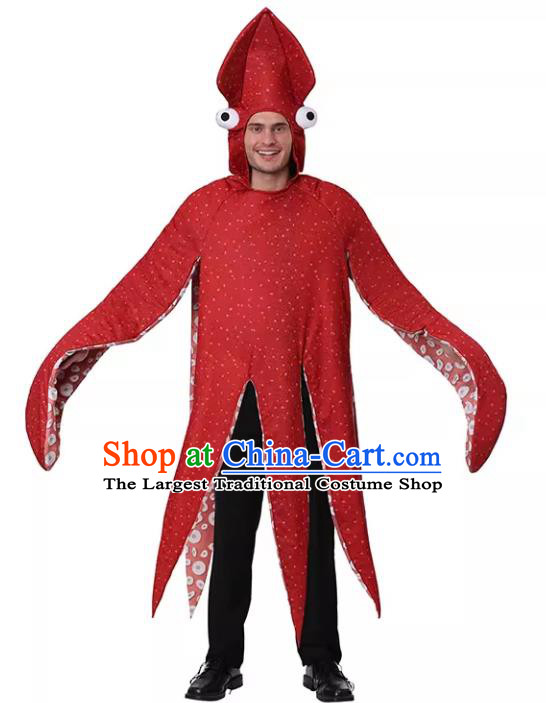 Top Halloween Party Costume Stage Performance Marine Organism Clothing Cosplay Octopus Red Outfit