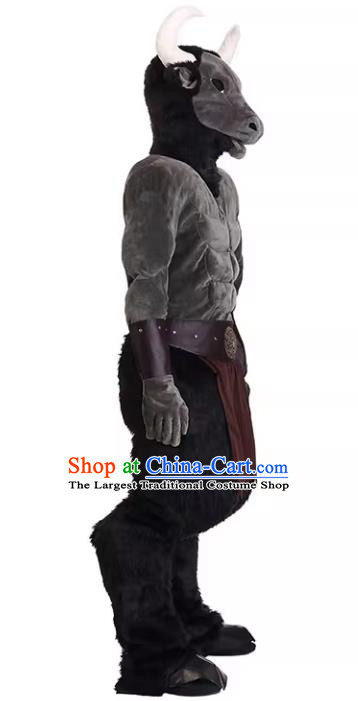 Top Cosplay Minotaur Black Outfit Halloween Party Costume Stage Performance Cow Chief Clothing