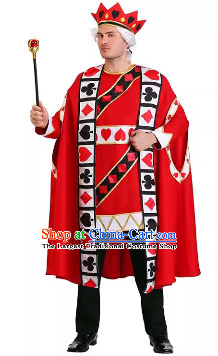 Top Stage Performance King of Hearts Clothing Cosplay Warrior Red Outfit Halloween Party Costume