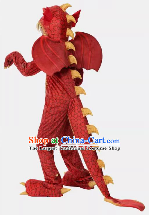 Children Cosplay Charizard Red Outfit Top Halloween Fancy Party Costume Stage Performance Jurassic Dinosaur Clothing
