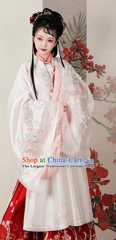 China Traditional Hanfu A Dream in Red Mansions Shi Xiang Yun Dress Ancient Ming Dynasty Young Beauty Costumes