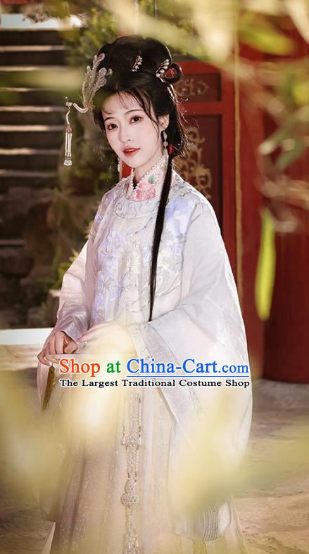 China Ancient Ming Dynasty Young Beauty Costumes Traditional Hanfu A Dream in Red Mansions Xue Bao Chai Dress