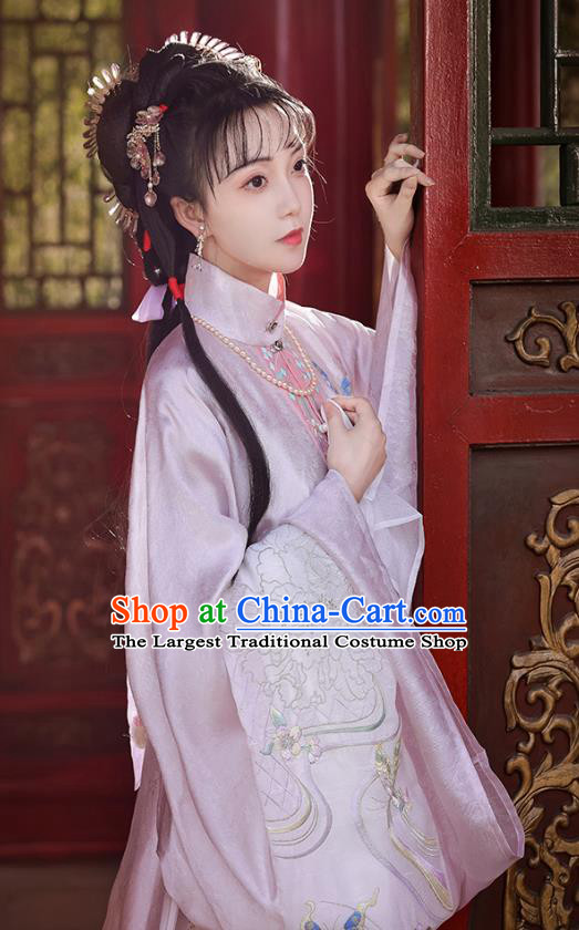 China A Dream in Red Mansions Lin Dai Yu Dress Traditional Embroidered Hanfu Ancient Ming Dynasty Young Beauty Costumes