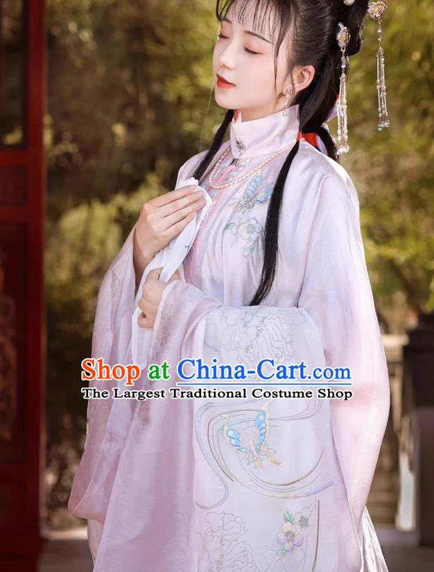 China A Dream in Red Mansions Lin Dai Yu Dress Traditional Embroidered Hanfu Ancient Ming Dynasty Young Beauty Costumes