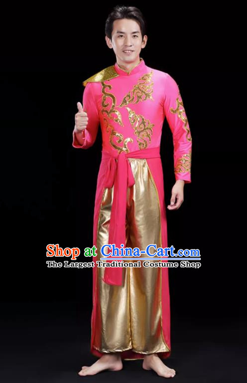 Pink Men S Drumming Costumes Opening Dance Costumes Male Backup Dancer Suits Modern Dance Costumes Fan Dancers Dragon Dance Costumes