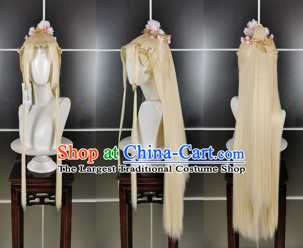 Yeyi Zhujin Adult Female Wig Headdress Jiansan Cosplay Wig Headgear Blonde Hair