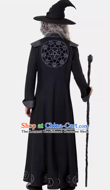 Cosplay Prophet Black Outfit Halloween Stage Performance Clothing Fancy Ball Wizard Costume