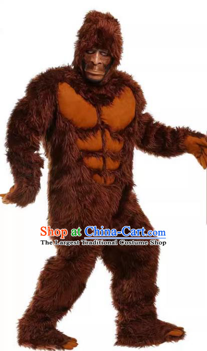 Cosplay Gorilla Brown Outfit Halloween Stage Performance Clothing Fancy Ball Animal Wild Man Costume