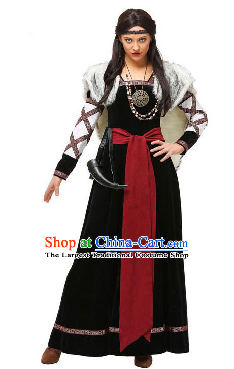 Halloween Fancy Ball Costume Cosplay Vikings Dress Renaissance Stage Performance Woman Pirate Clothing