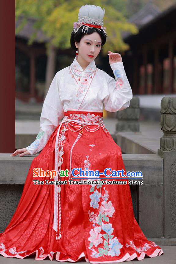China Song Dynasty Woman Costumes Winter Fashion Embroidered Hanfu Dresses Ancient Empress Clothing