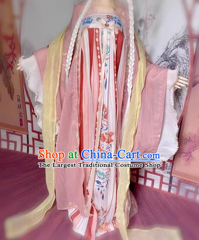 Customize Ancient Girl Light Pink Ruqun Dress Handmade BJD Costume Top Figurine Hanfu Clothing