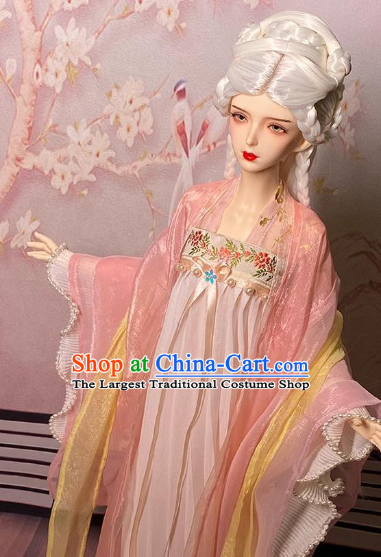 Top Super Dollfie Hanfu Clothing Customize Ancient Girl Light Pink Ruqun Dress Handmade BJD Costume