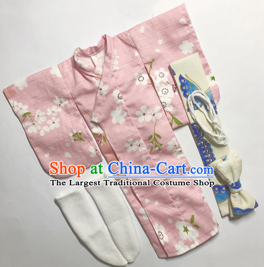 Customize Lady Pink Kimono Handmade BJD Doll Costume Top Super Dollfie Japanese Female Clothing