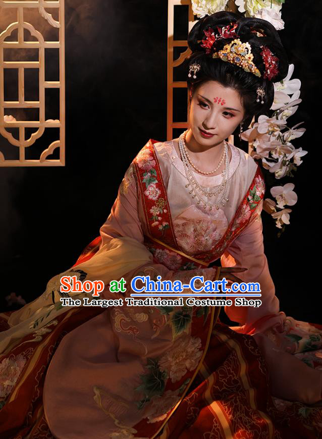 China Tang Dynasty Court Woman Costumes Traditional Hanfu Qiyao Dress Ancient Empress Red Clothing