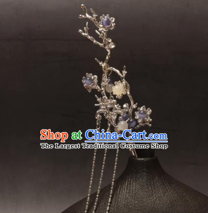 Chinese Ancient Princess Tassel Hairpin Top Hanfu Hair Jewelry Handmade Golden Branch Headgear