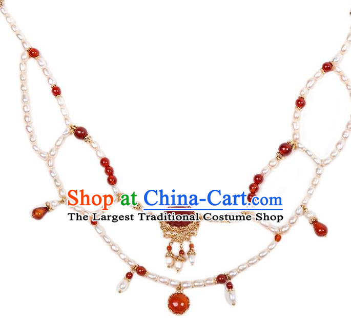 Handmade Pearls Necklace Chinese Ancient Empress Jewelry Top Hanfu Court Woman Necklet