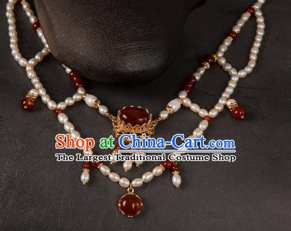 Handmade Pearls Necklace Chinese Ancient Empress Jewelry Top Hanfu Court Woman Necklet