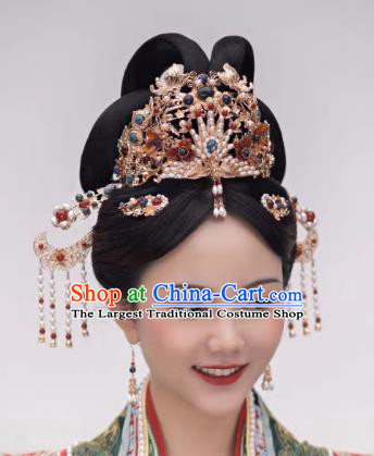 Top Hanfu Court Woman Headpiece Handmade Chignon Chinese Song Dynasty Empress Wig