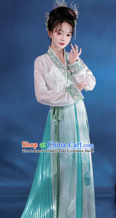 Song Dynasty Embroidered Costumes Traditional Hanfu Lilac Long Beizi Dress China Ancient Young Lady Clothing