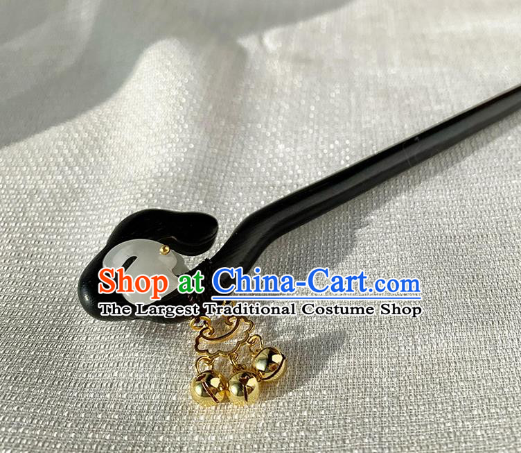 Traditional Hanfu Hair Stick Cheongsam Jade Rabbit Hair Jewelry Christmas Gift Chinese Handmade Ebony Hairpin
