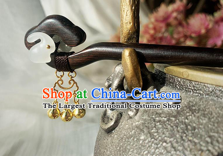Traditional Hanfu Hair Stick Cheongsam Jade Rabbit Hair Jewelry Christmas Gift Chinese Handmade Ebony Hairpin