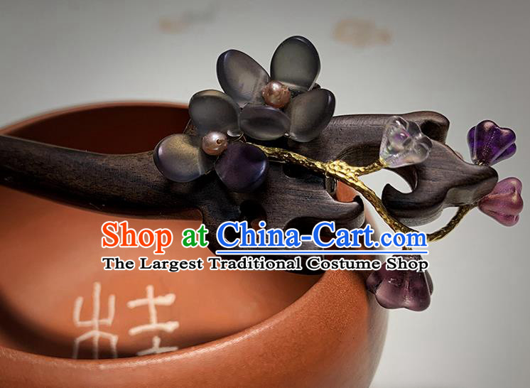 Chinese Hanfu Ebony Hairpin Traditional Ebony Hair Stick Cheongsam Hair Jewelry Handmade Christmas Gift