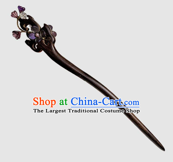 Chinese Hanfu Ebony Hairpin Traditional Ebony Hair Stick Cheongsam Hair Jewelry Handmade Christmas Gift