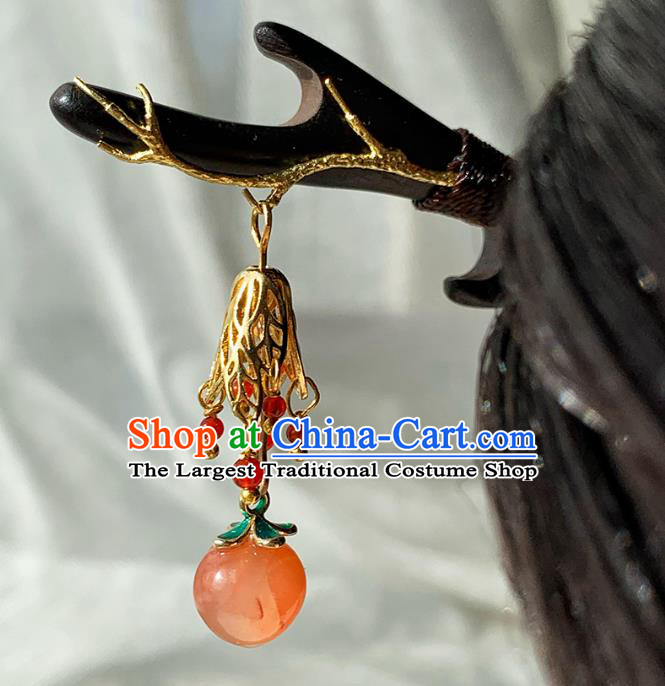 Christmas Gift Chinese Hanfu Ebony Hairpin Traditional Tassel Headgear Handmade Cheongsam Hair Jewelry