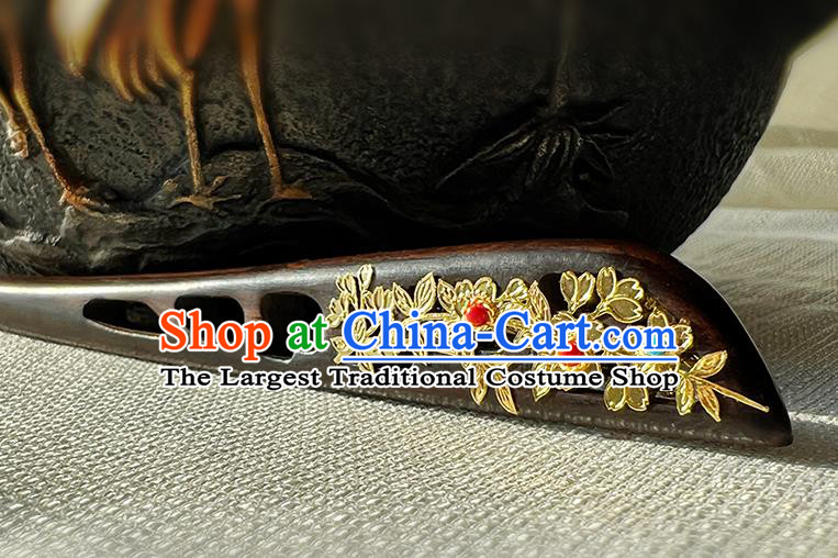 Chinese Handmade Ebony Hairpin Traditional Hanfu Wood Hair Stick Cheongsam Hair Jewelry Christmas Gift