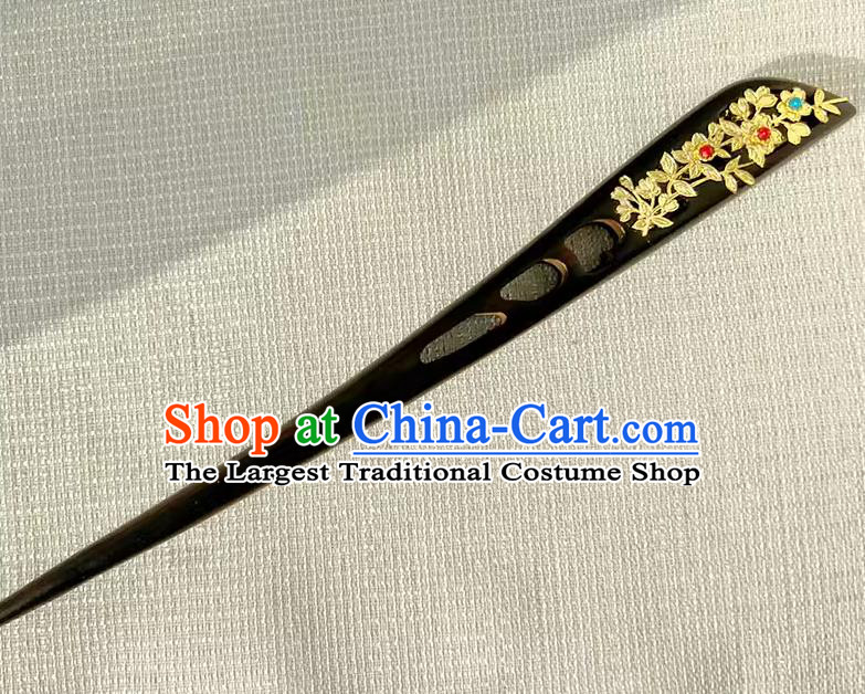 Chinese Handmade Ebony Hairpin Traditional Hanfu Wood Hair Stick Cheongsam Hair Jewelry Christmas Gift