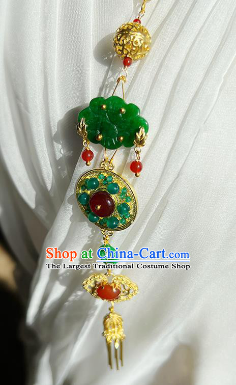 Christmas Gift Chinese Hanfu Jewelry Traditional Jade Brooch Handmade Cheongsam Breastpin Pendant