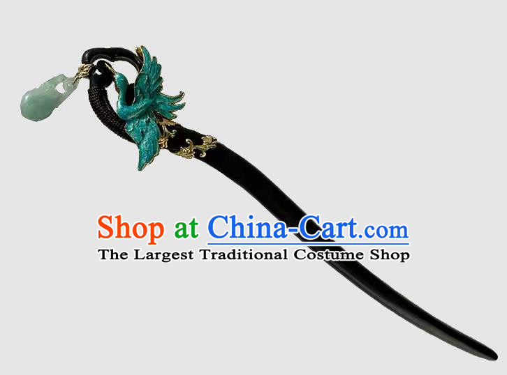 Traditional Ebony Hairpin Cheongsam Hair Jewelry Handmade Christmas Gift Chinese Hanfu Cloisonne Crane Headgear