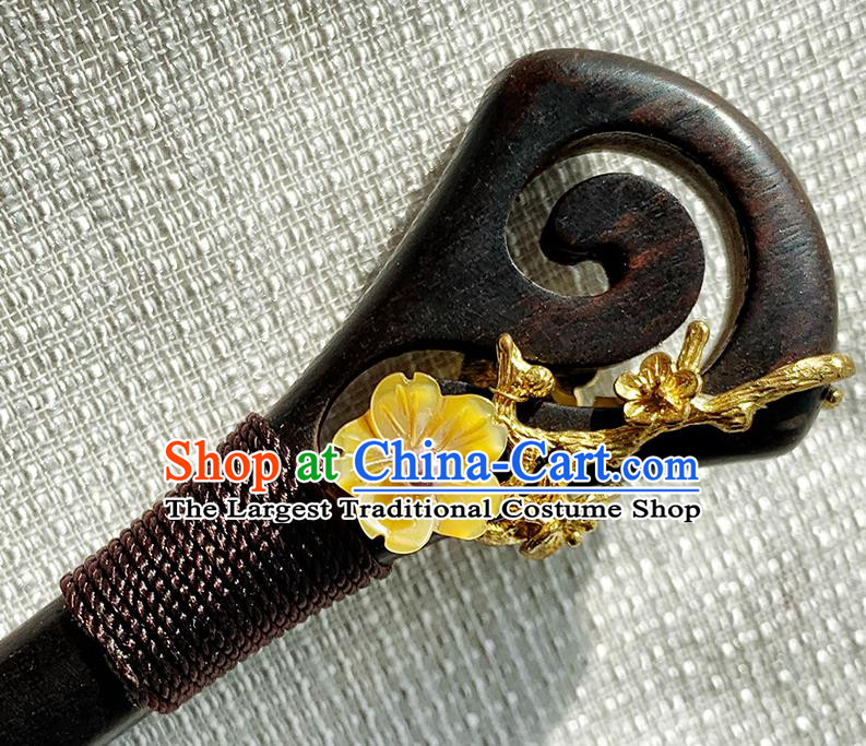 Handmade Christmas Gift Chinese Hanfu Headgear Traditional Ebony Hairpin Cheongsam Hair Jewelry