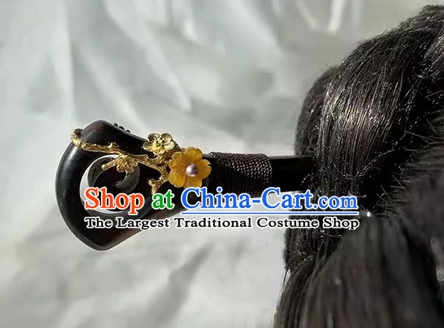 Handmade Christmas Gift Chinese Hanfu Headgear Traditional Ebony Hairpin Cheongsam Hair Jewelry