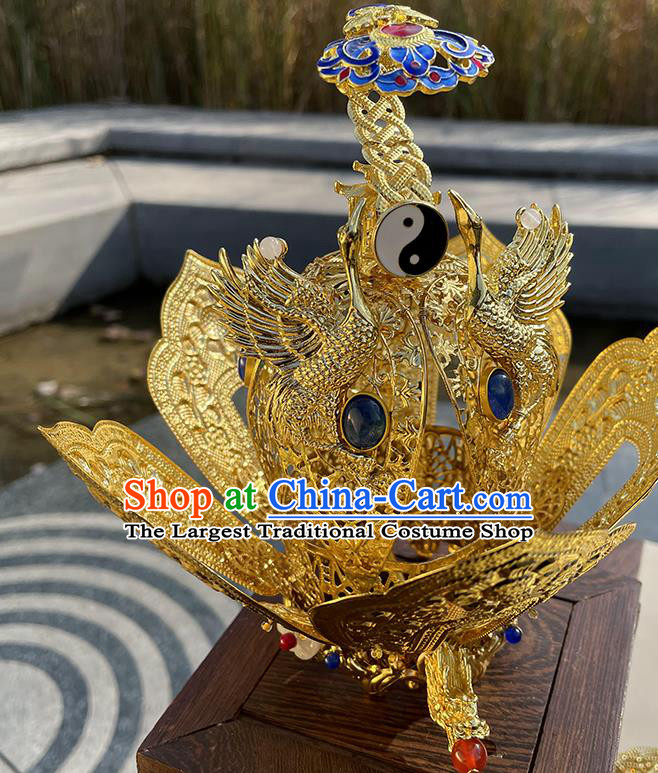 Chinese Taoism Master Headgear Traditional Taoist Priest Lotus Crown Handmade Tai Chi Hat