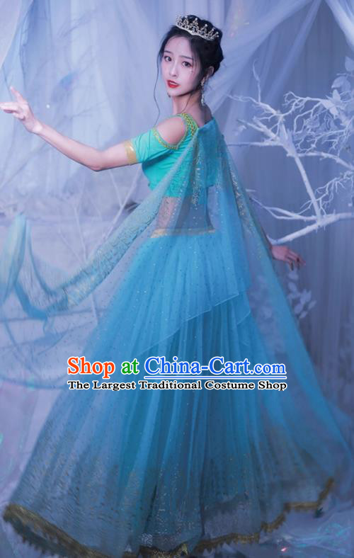 Arab Middle East Princess Clothing Top Belly Dance Light Green Dress Stage Performance Costume