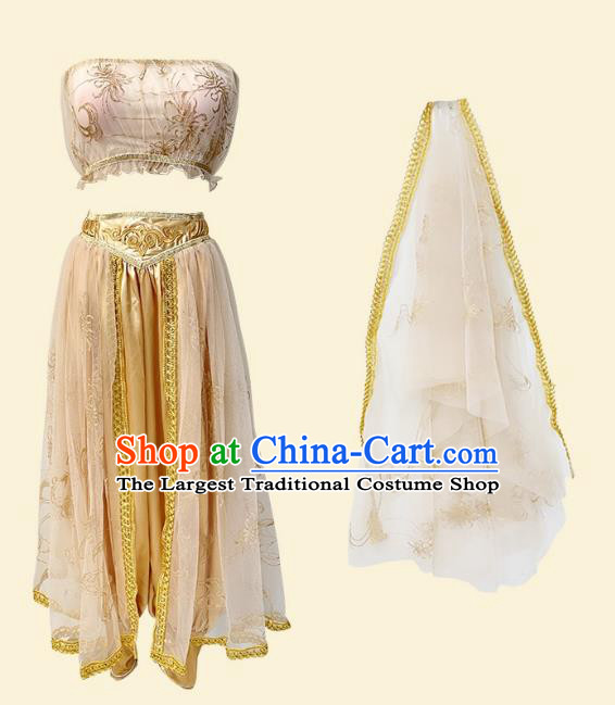 Stage Performance Costume Arab Middle East Princess Clothing Top Belly Dance Light Golden Outfit