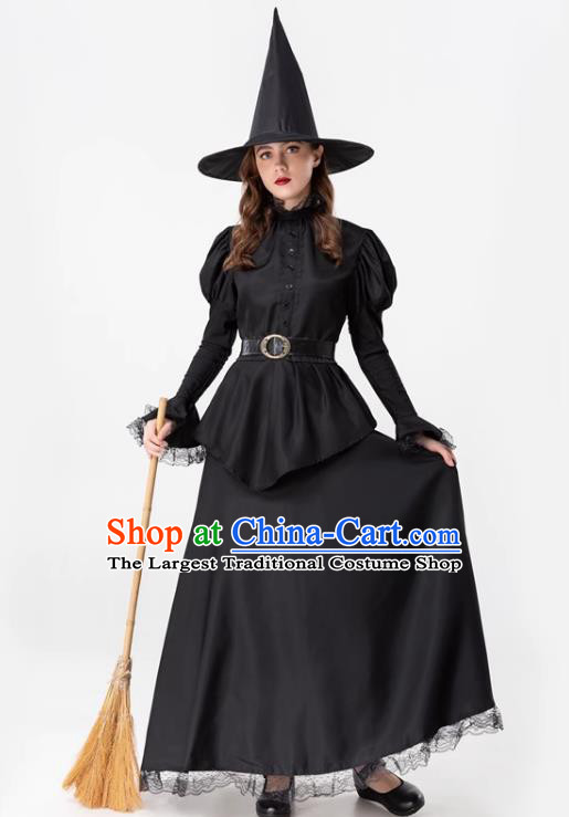 Top Cosplay Witch Black Dress Christmas Stage Performance Costume Halloween Succuba Clothing