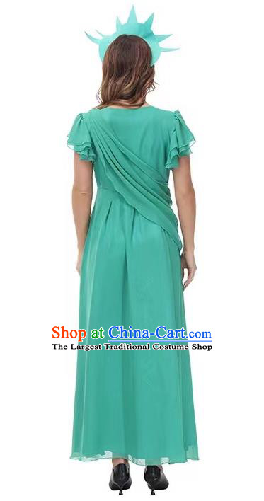 Christmas Drama Performance Costume Greek Myths Goddess Clothing Cosplay Liberty Queen Green Dress