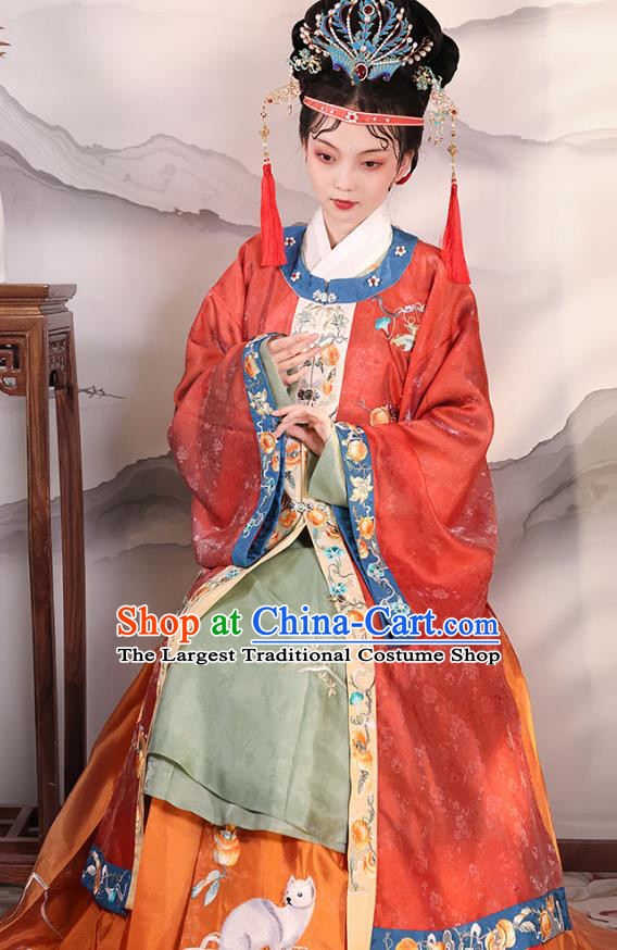 China Ming Dynasty Noble Mistress Hanfu Clothing A Dream in Red Mansions The Twelve Beauties of Jinling Wang Xifeng Costumes